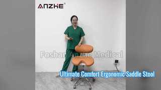 AZ-ST11-1 Ergonomischer Sattel, medizinischer Bedienerhocker, Video | Verstellbarer Dentalhocker aus Mikrofaserleder