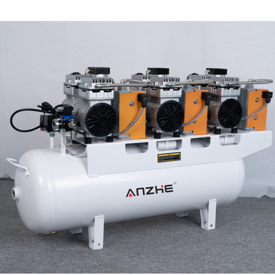 3.5HP Ölfreier zahnärztlicher Luftkompressor mit Lufttrockner 3 Motor Niedriger Lärm 65dB Luftkompressor für medizinische Zwecke
