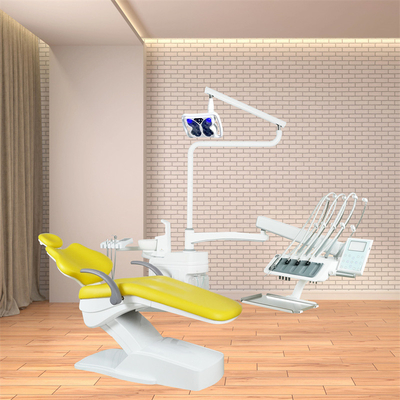 Luxuriöses neues Design Zahnarztstuhl Einheit 220V Silber Farbe Zahnoperationsstuhl mit Zahnbleiche Funktion Operation Licht
