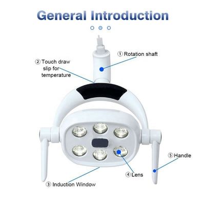 6 LED Zahnmedizinische Induktionsleuchte für Dentaleinheit 9W Einstellbare Mundchirurgie LED-Lampe Sensortyp Schattenfreie Operationsleuchte