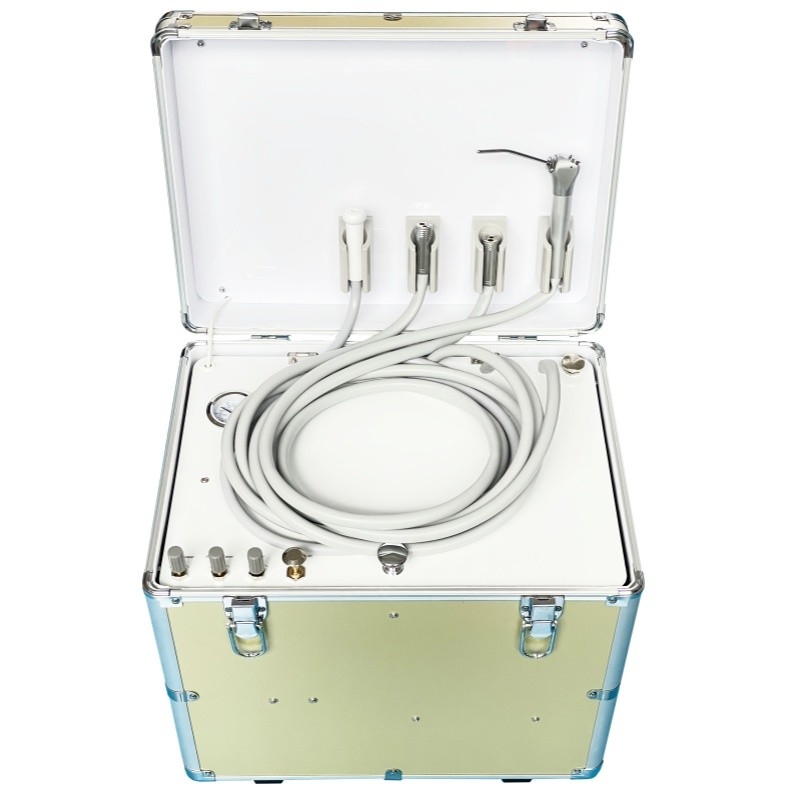 Tragbare Zahnbehandlungseinheit mit Luftkompressor 550 Watt mobile Zahnbehandlungseinheit Koffer Mini Zahnbehandlung Turbine