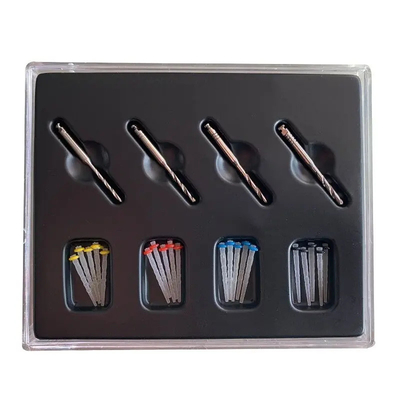 Zahnärztliche Gerade Schraube Spirale Endodontik Spirale Faserpfosten mit Bohrungen 20 Pfosten und 4 Bohrungen Zahnärztliche Glasfaserpfosten