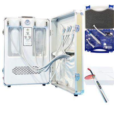 Anzhe Mobile Dental Turbine Unit mit 4 Werkzeughalter Portable Dental Unit System mit eingebauten Luftkompressor