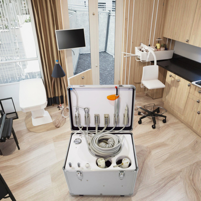 Mobile Zahnmedizin mit leisen Kompressor Portable Zahnturbine Einheit Zahnmedizin Studenten Praxis Portable Zahnbehandlungseinheit