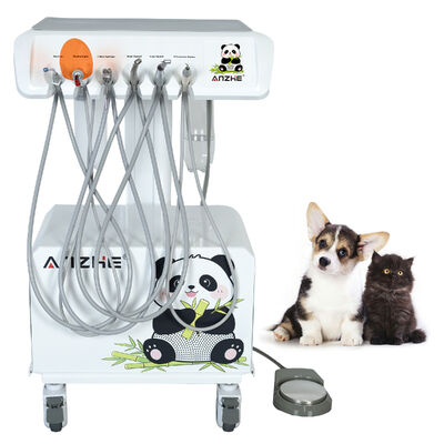 Portable Veterinary Dental Unit mit eingebauten Ölfreien Luftkompressor All in One Veterinary Dental Workstation mit Ultraschall-Scaler LED Heillicht und Saugsystem für Tierkliniken