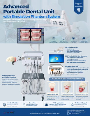 Portable Dental Training Unit mit 23,8 Zoll All-in-One Computer HD Intraoral Kamera Phantom Head für Implantat Anästhesie und Zahnmedizin