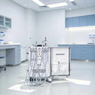Ein guter Preis. Tragbarer fahrbarer Dentalbehandlungs-Koffer, mobile zahnärztliche Behandlungseinheit mit integriertem Luftkompressor, LED-Polymerisationslampe und Ultraschall-Scaler online