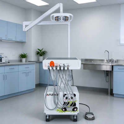 All In One Pet Dental Treatment Cart Portable Veterinary Dental Unit With 8 Eye LED Light Built In Air Compressor and Ultrasonic Scaler